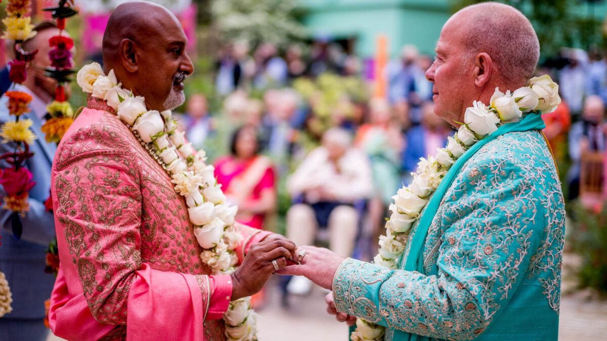 Same-sex couple marries in the first wedding ever held at the RHS Chelsea Flower Show