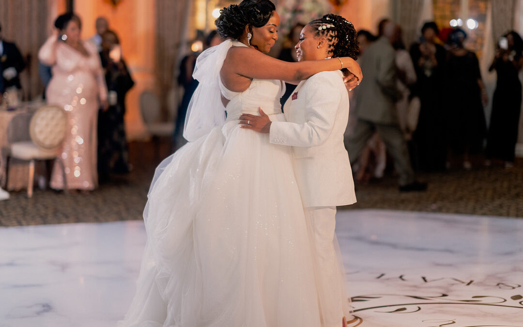 A summer fairy-tale wedding at a historic chateau for two Black brides