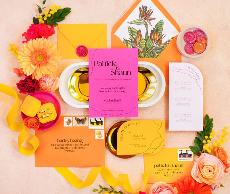 Bright orange, yellow and pink pop as spring wedding colors