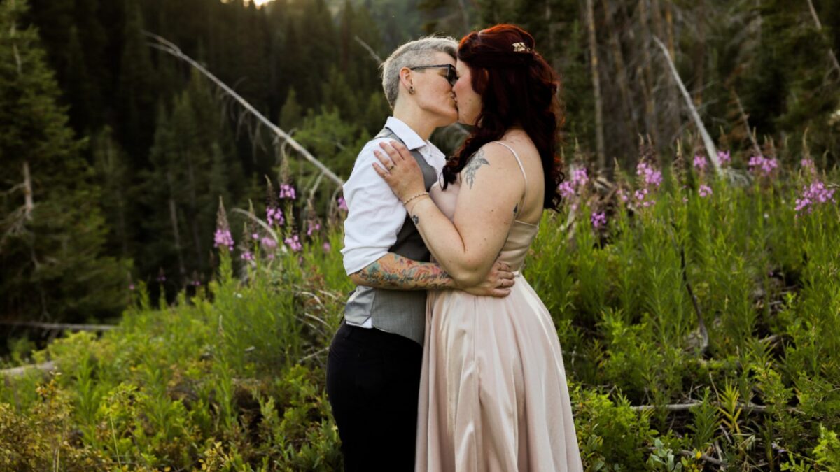 Intimate elopement in Big Cottonwood Canyon in Salt Lake City, Utah, with a handfasting ceremony