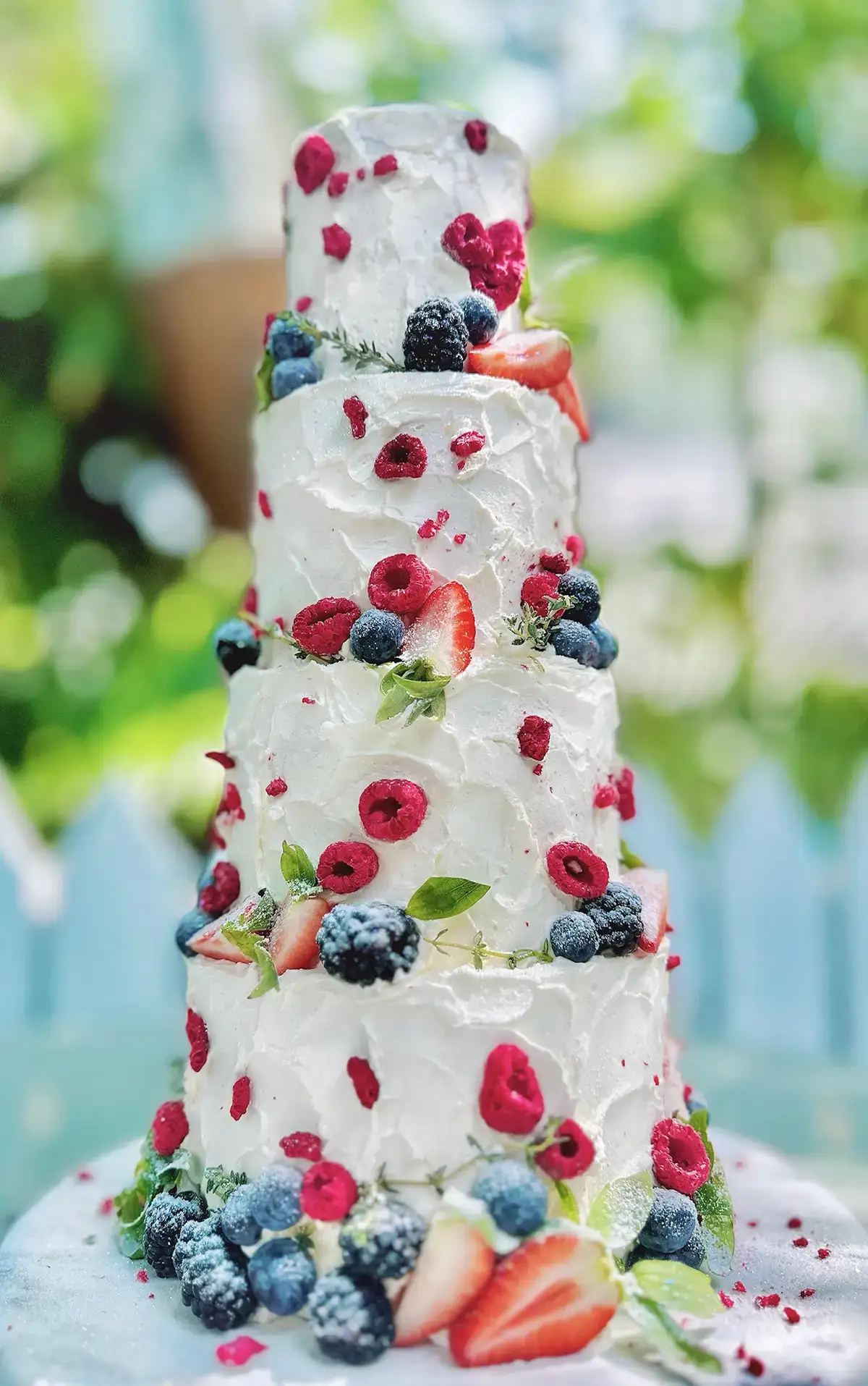 Fruits and wedding cakes