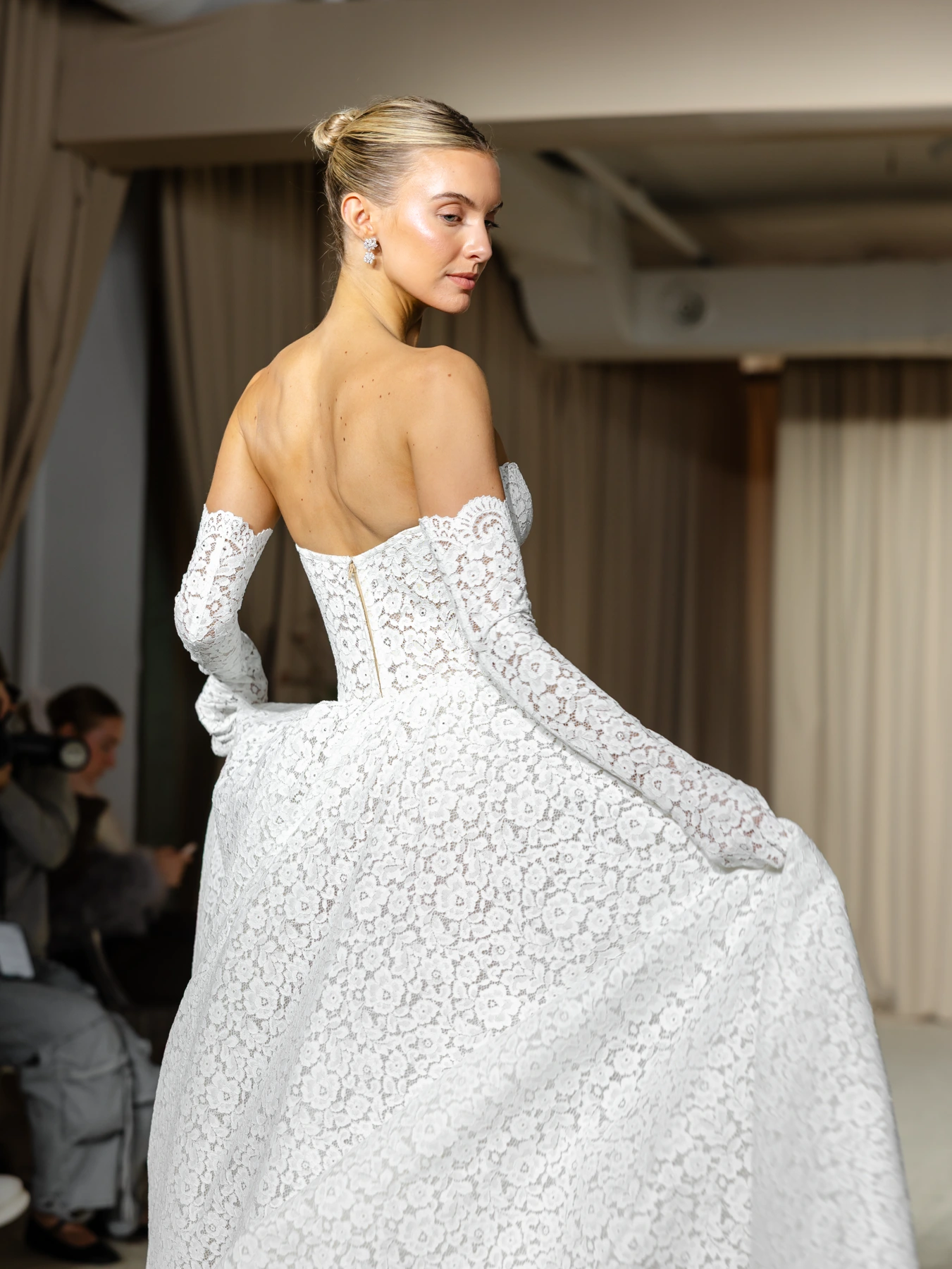 Berta wedding gown with separate long gloves