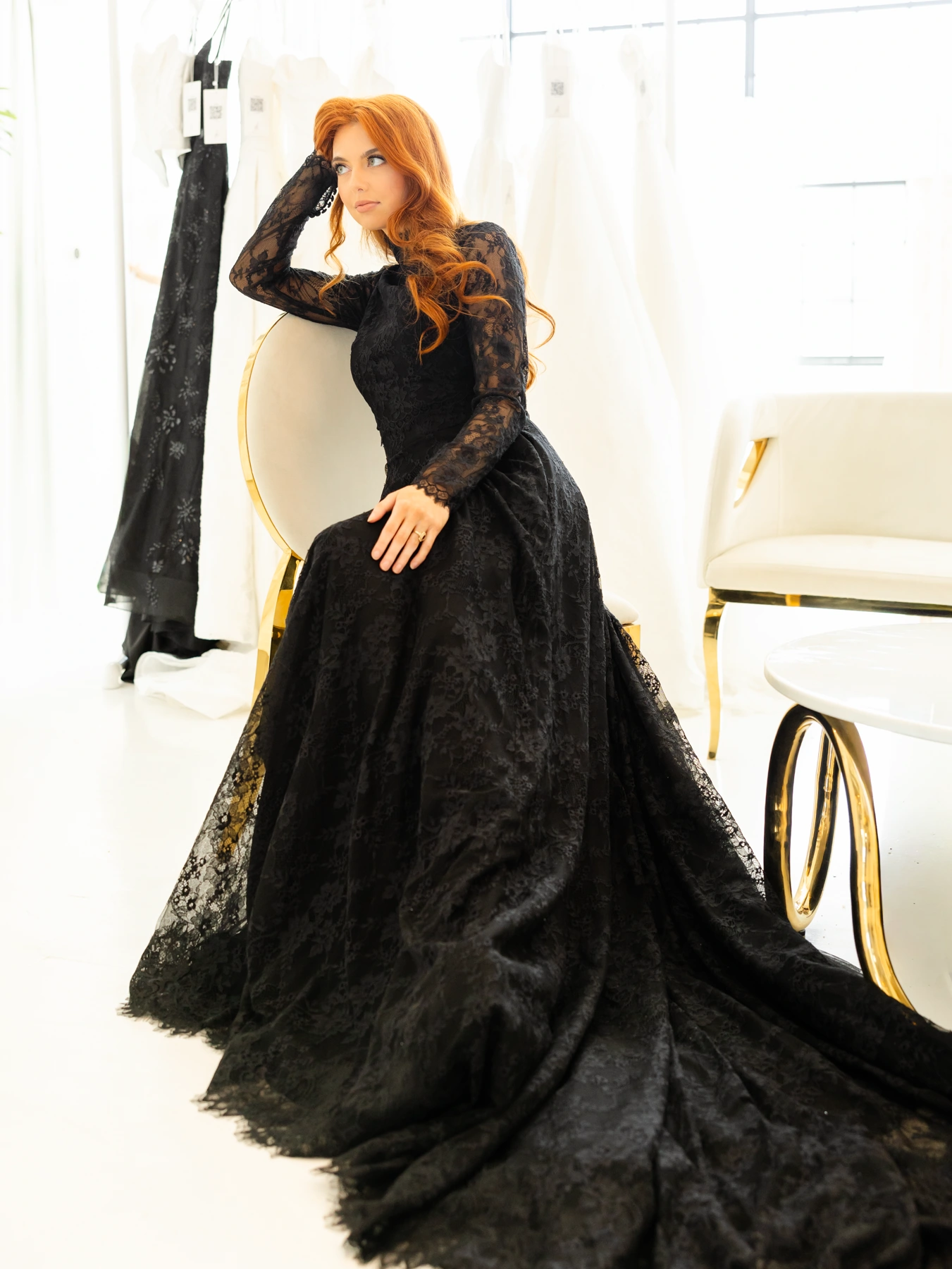 La Premier black wedding gown