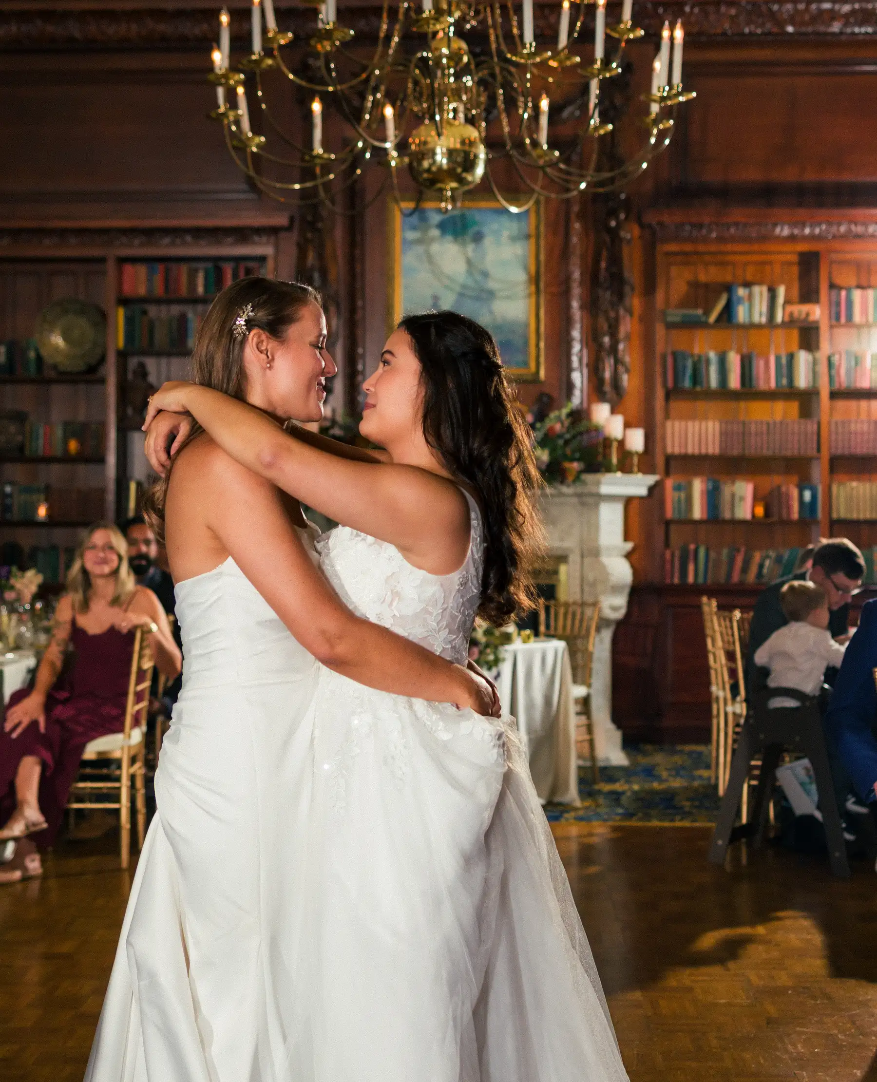 Brides Ashton Hattori and Stephanie Tillman share their first dance at Hampshire House in Boston, MA.