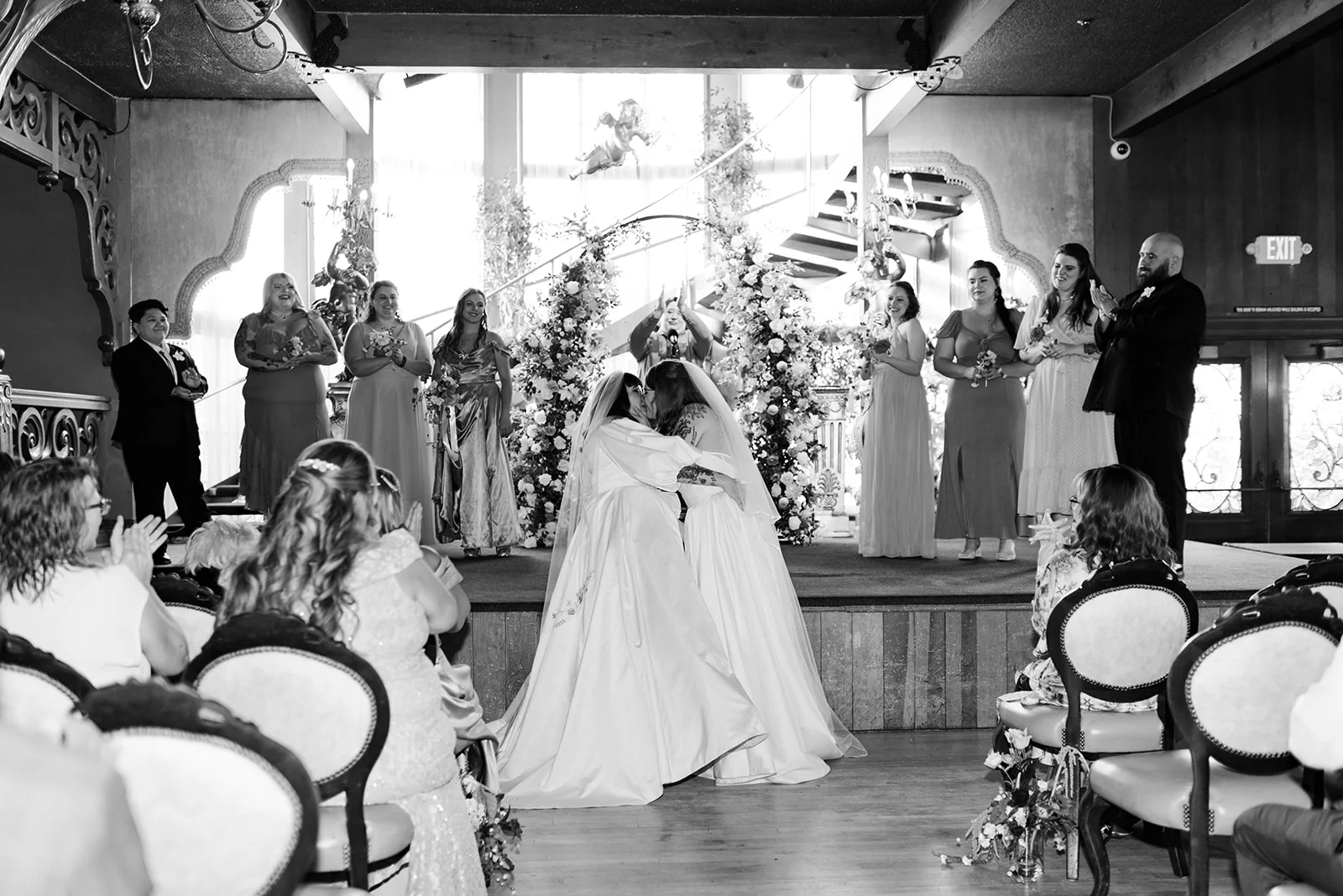 Mimi and Courtney share their first kiss at the altar at Madonna Inn in San Luis Obispo, California.