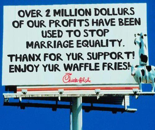 Chick-fil-A officially opposes marriage equality