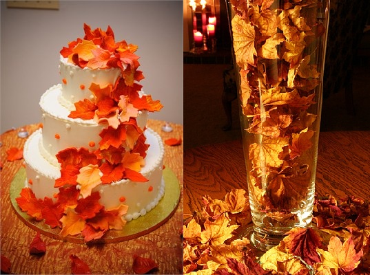 fall-leaves-orange-wedding-inspiration-cake-centerpiece