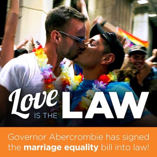 Hawaii Governor Signs Marriage Equality Bill into Law