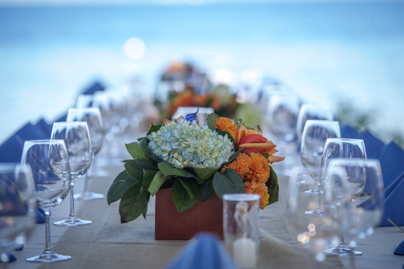 jeff-sebastian-real-gay-wedding-lake-tahoe-outdoor-wedding-reception-white-blue-table-hydrangea-centerpiece